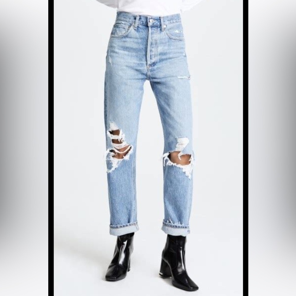Agolde Distressed Light Blue Jeans